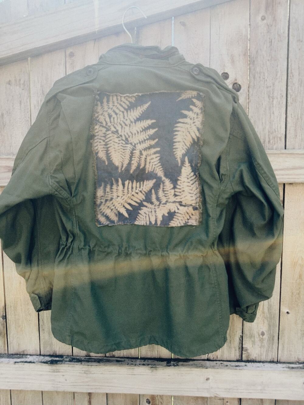 one of one m-65 military sunprinted jacket | medium short unisex jacket